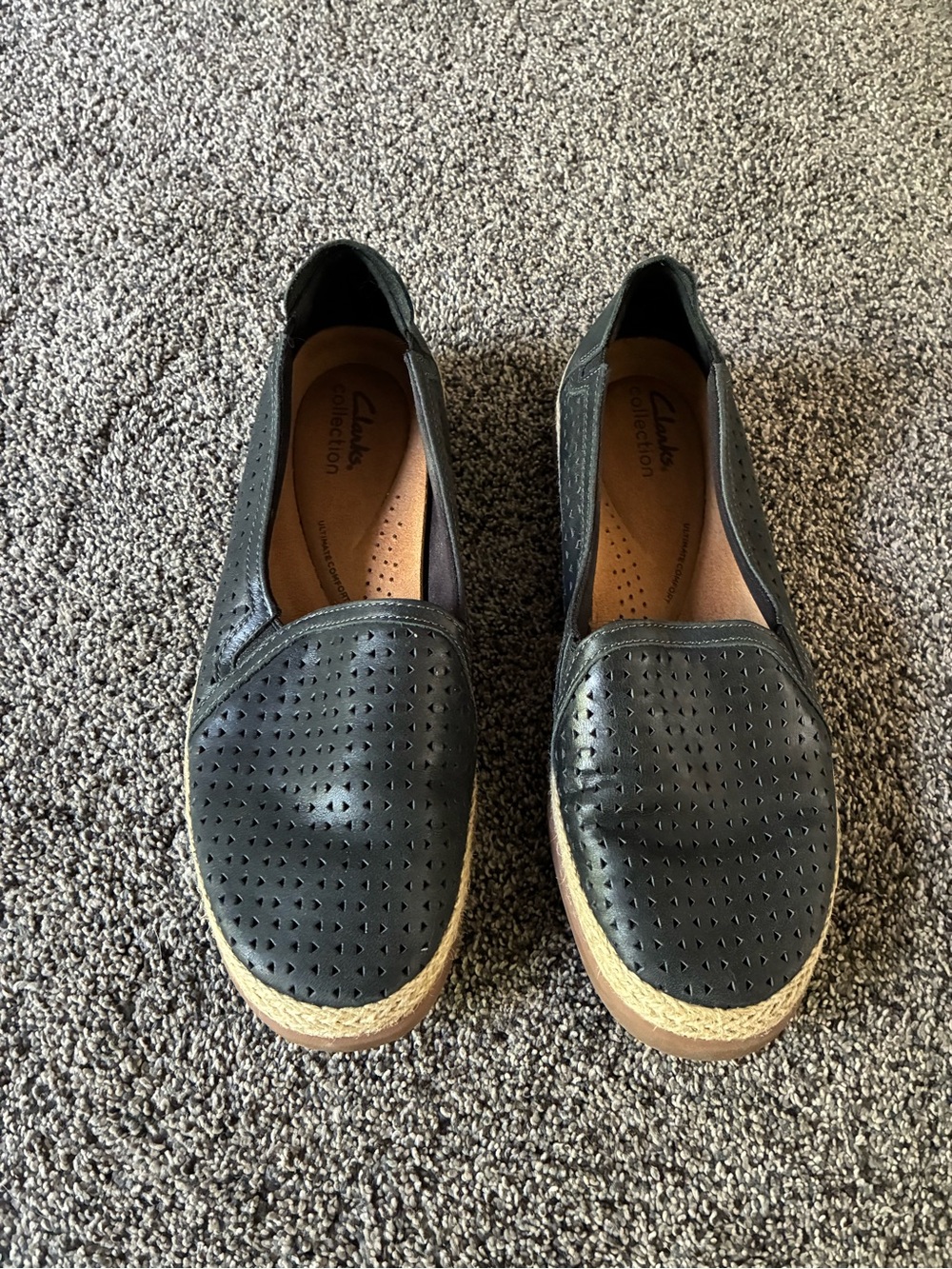 Clarks Elaina Ruby Espadrille Slip-On Shoe in Navy Blue, Size 9.5 M